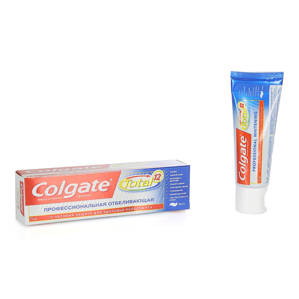 Зубная паста Colgate Total 12 Профессиональная отбеливающая 75 мл комплект зубная паста colgate прополис отбеливающая 100 мл х 2 шт