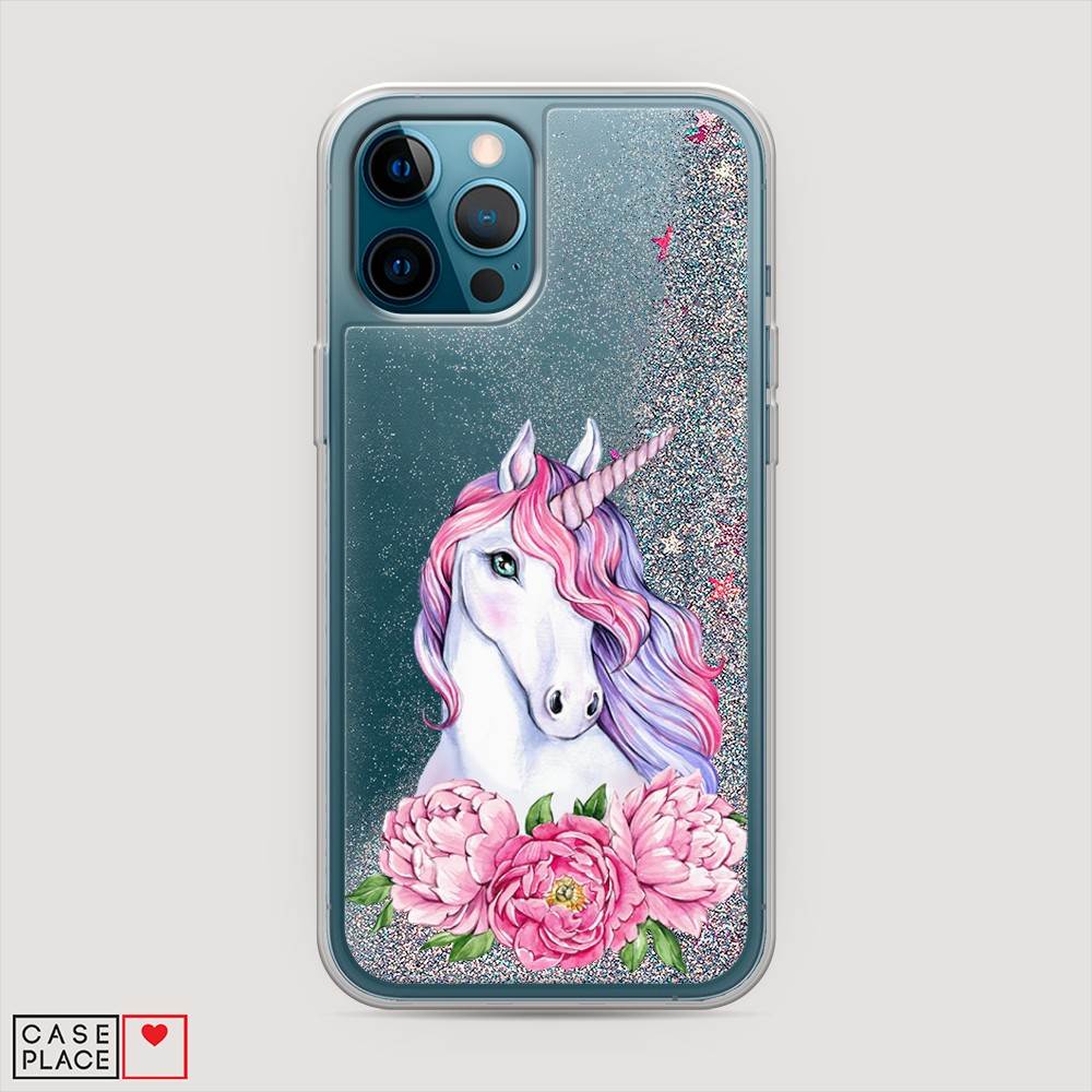 

Чехол Awog на Apple iPhone 12 Pro Max / Айфон 12 Pro Max "Единорог с пионами", Разноцветный, 12791-1