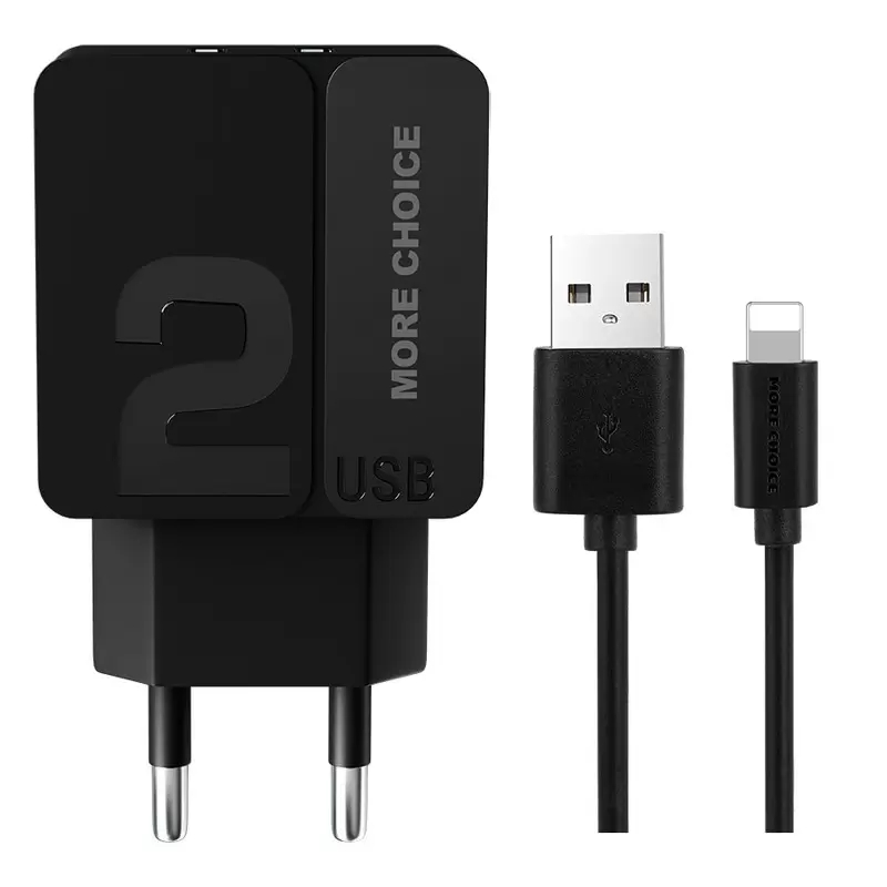 

Сетевое зарядное устройство More Choice NC46i 2USB - Lightning 8-pin 2.4A, 1м Black Black, NC46i