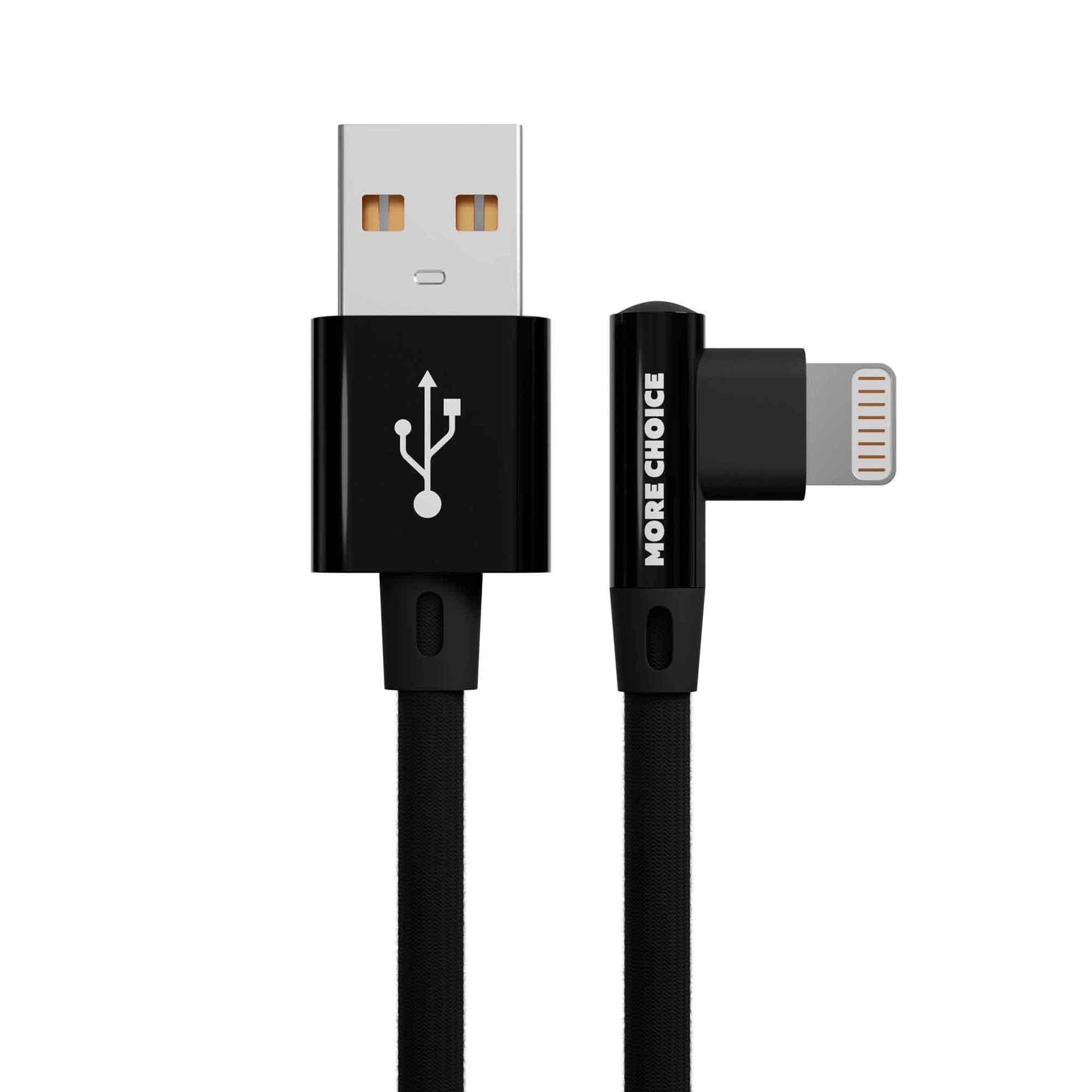 

Дата-кабель More choice K27i USB-Lightning 8-pin, нейлон, 2.1A, 1 м, Black