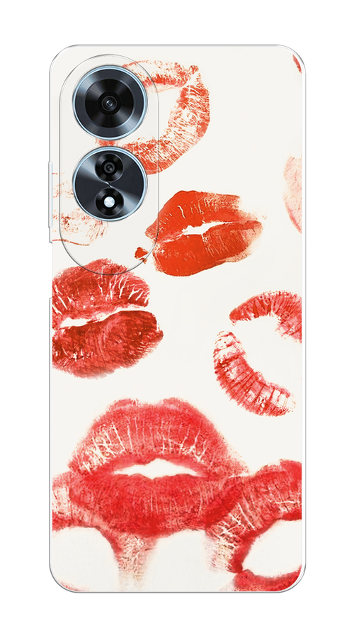 

Чехол на Oppo A60 "Следы помады", Красный;бордовый;белый, 2516950-1