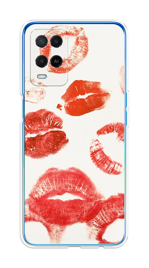 

Чехол на Oppo A54 "Следы помады", Красный;бордовый;белый, 256150-1