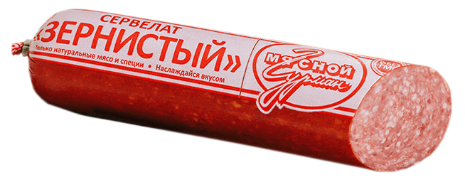 

Колбаса Мясной Гурман Сервелат Зернистый варено-копченая