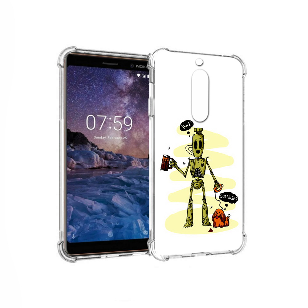 

Чехол MyPads Tocco для Nokia 7 прикольный робот (PT95887.123.557), Прозрачный, Tocco