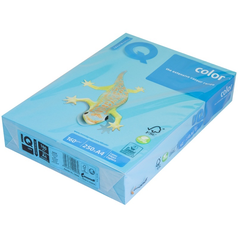 

Mondi IQ "Color intensive" А4, 160 г/м2, 250 листов, светло-синяя, Синий