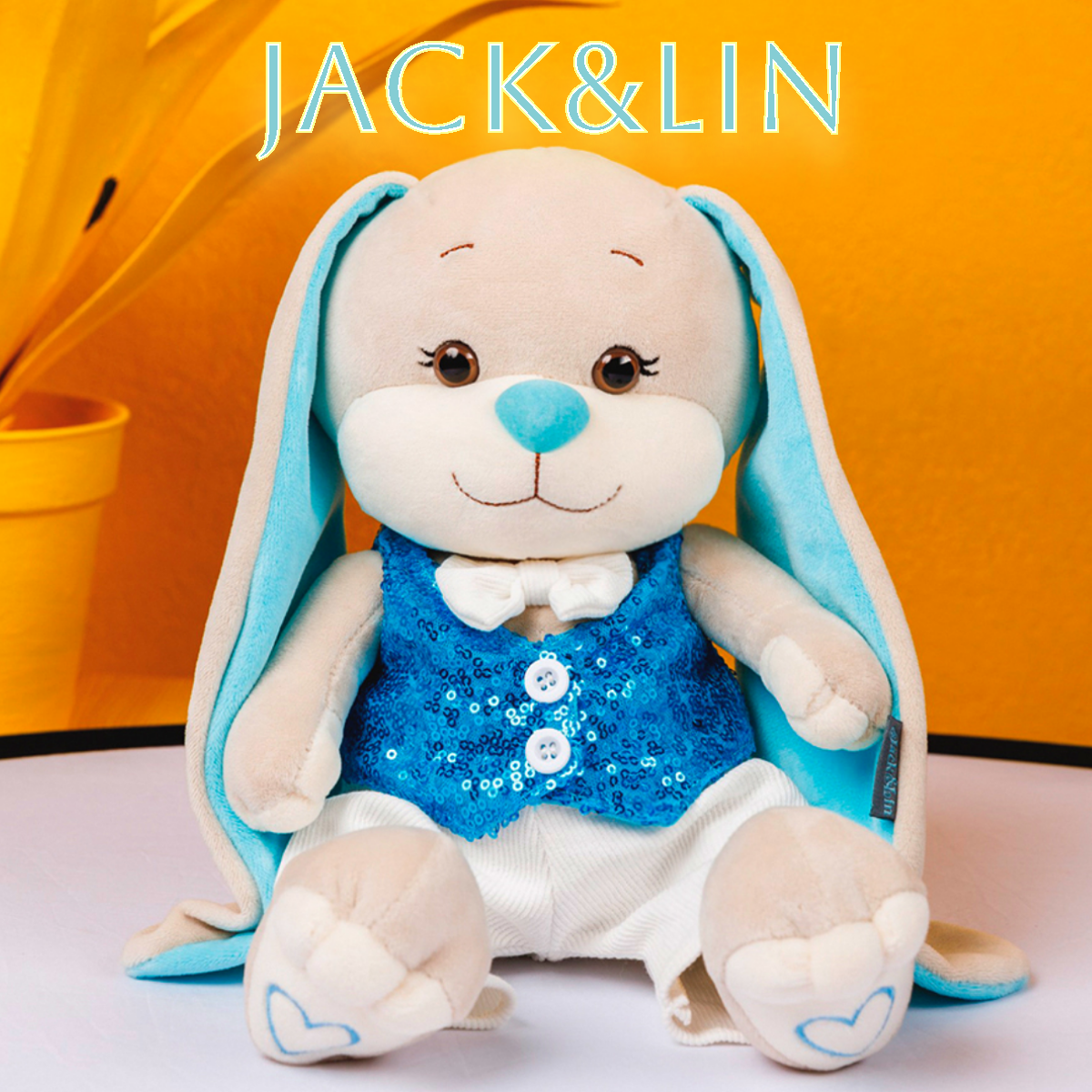

Мягкая игрушка Maxitoys плюшевая зайка в подарочной коробке JL-04202308-25, Синий, JL-04202308-25