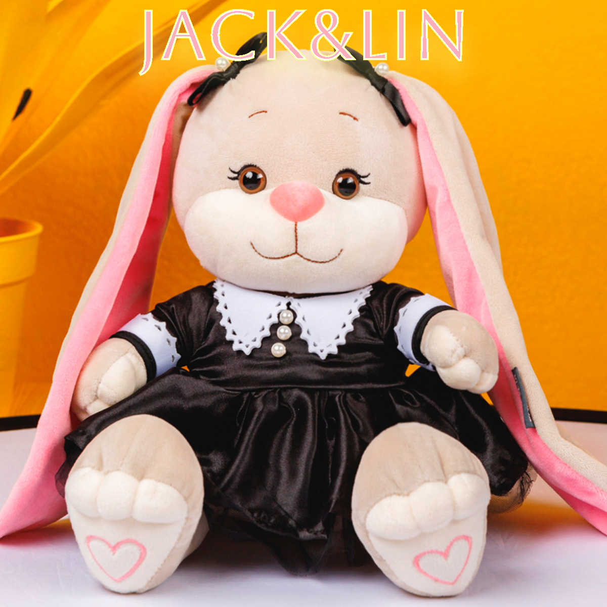 

Мягкая игрушка Maxitoys плюшевая зайка в подарочной коробке JL-04202318-25, Черный, JL-04202318-25