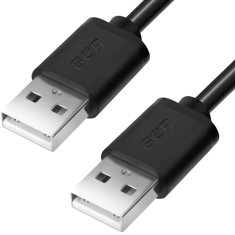 фото Кабель gcr 0.3m usb2.0, am/am, черный, 28/28 awg, экран, армированный, морозостойкий greenconnect