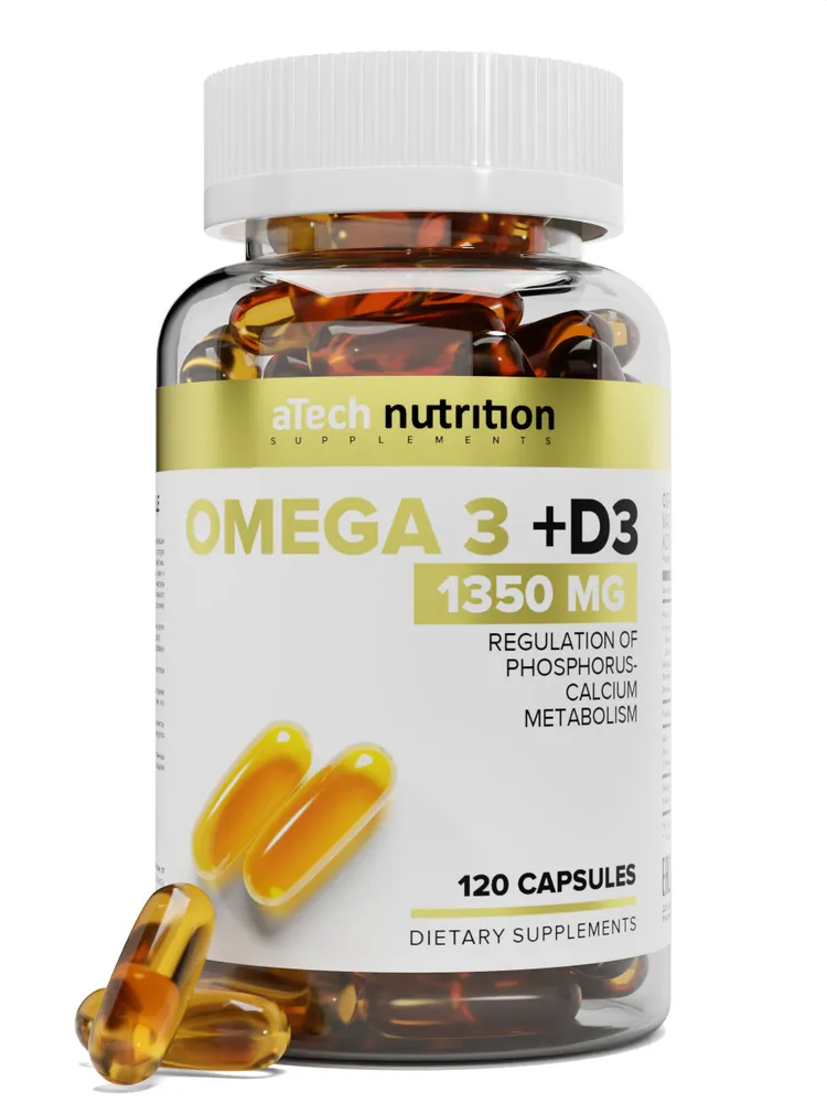 Омега 3 35 ВитД3 aTech Nutrition 1350мг капсулы 120 шт 938₽