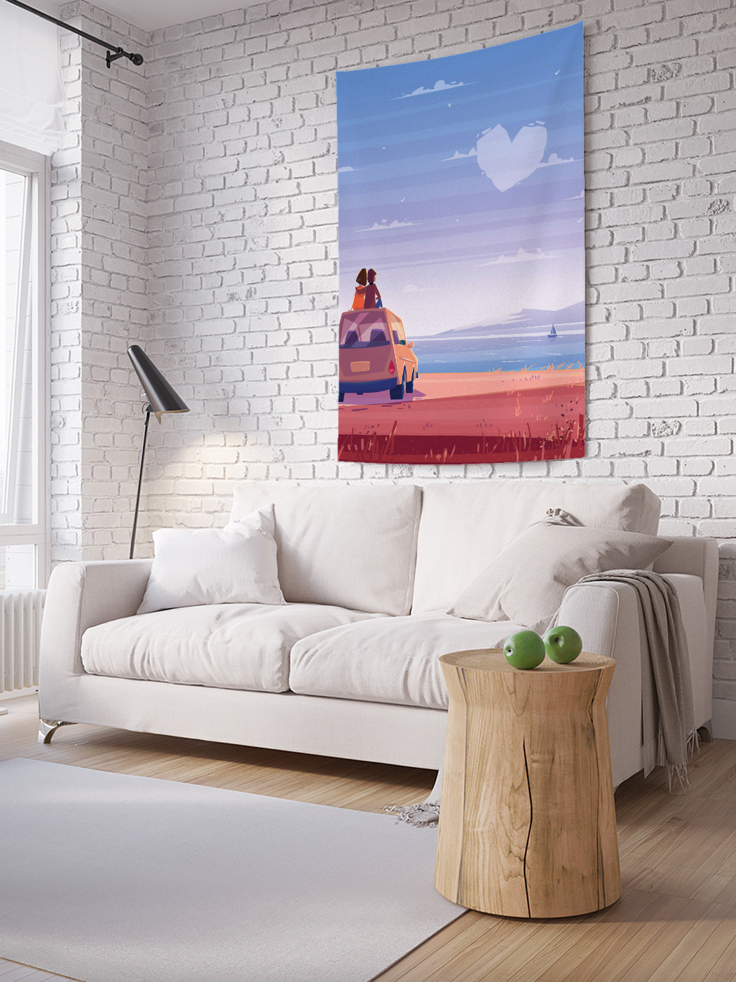 

Вертикальное фотопанно на стену JoyArty Влюбленная пара на крыше фургона 100x150 см, Влюбленная пара на крыше фургона