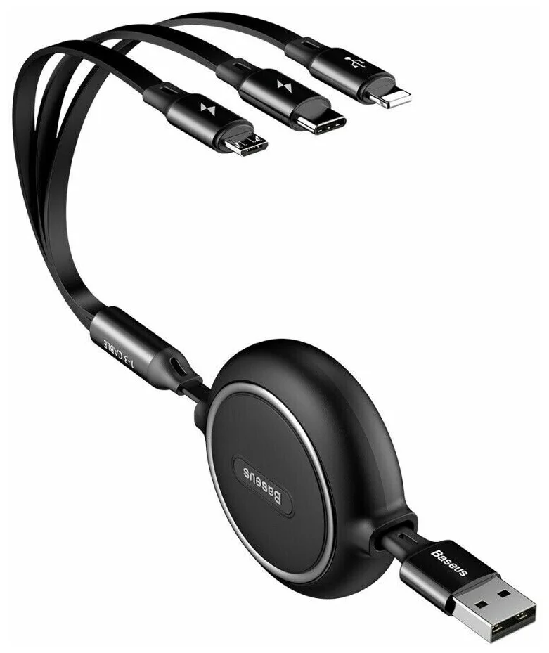 фото Кабель baseus multi usb - type-c/lightning/micro usb golden loop 1.2m black