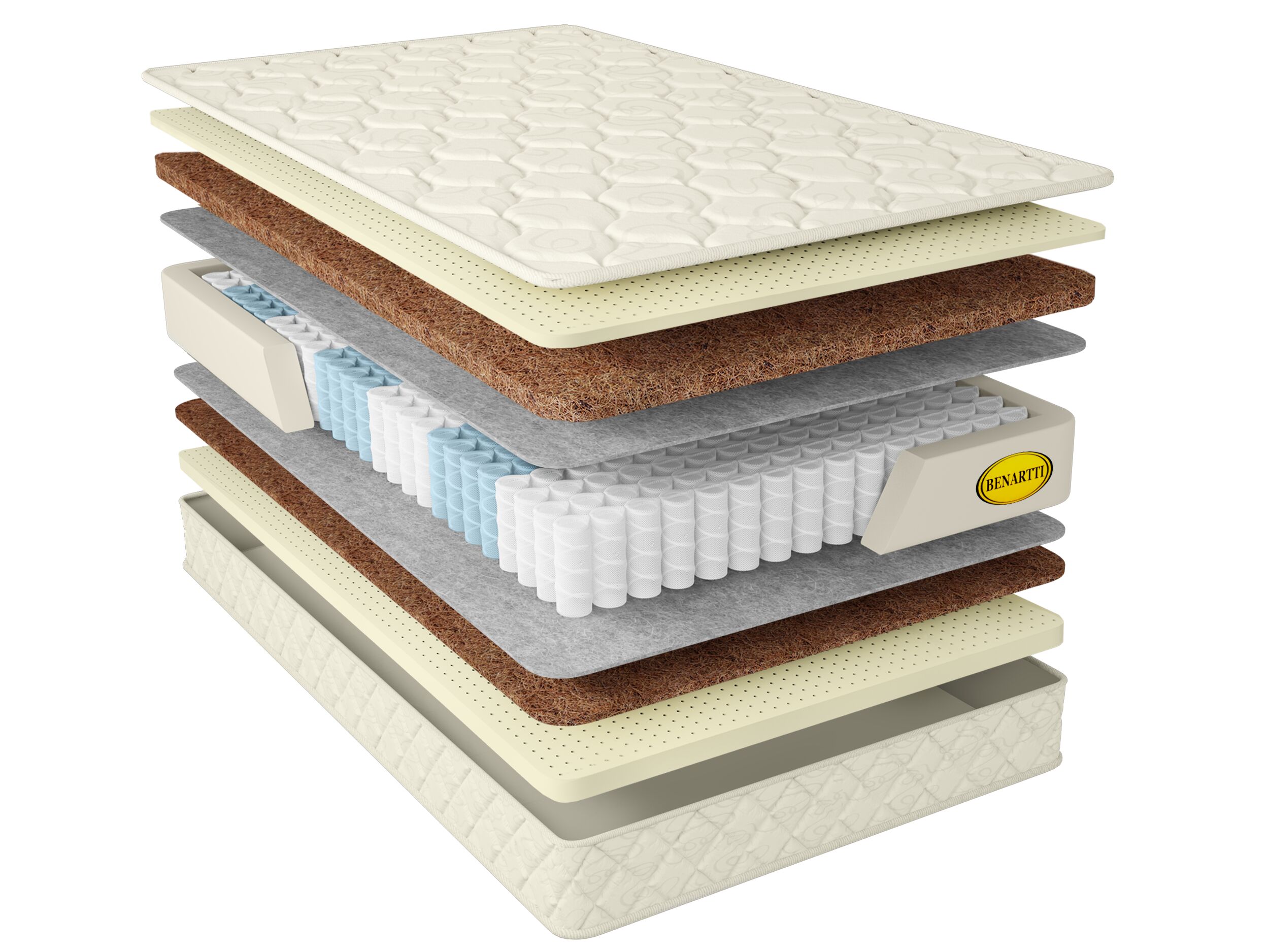 

Матрас Benartti Premium Prime Middle S1000 90х160, Бежевый;белый;серый;серебристый, Prime Middle S1000