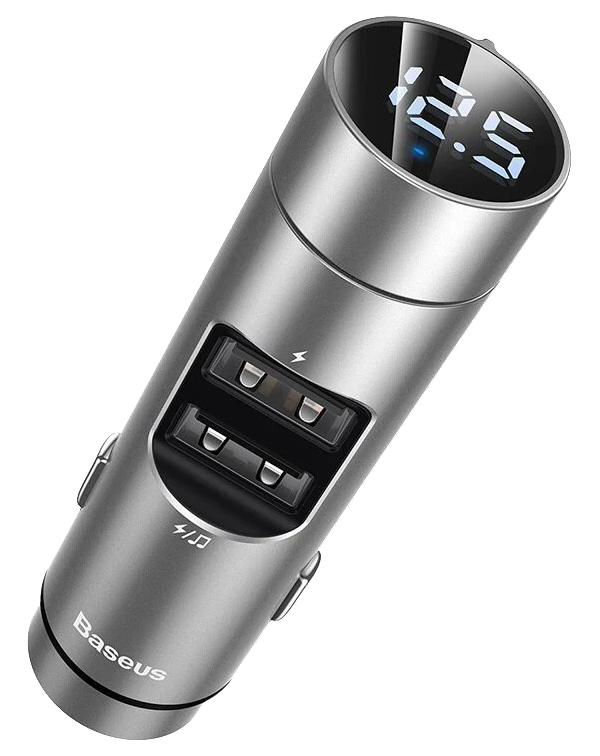 

Автомобильная зарядка Baseus Energy Column с FM-трансмиттером MP3 2xUSB, серебристый