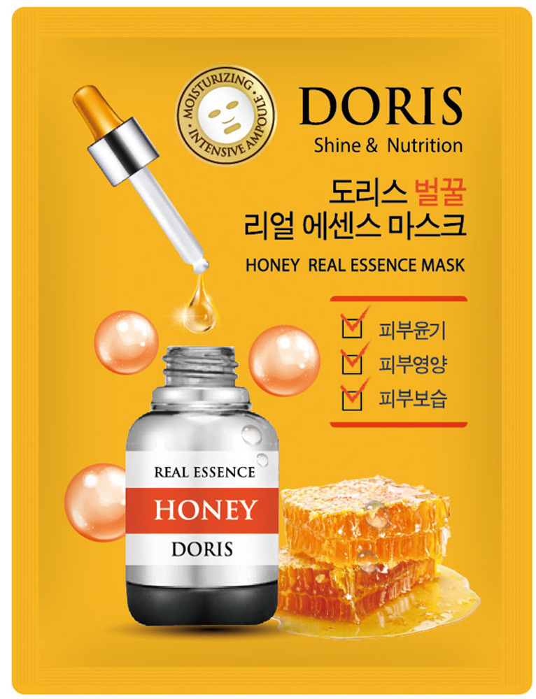 Тканевая маска для лица с экстрактом мёда Jigott Doris Honey Real Essence Mask, 25 мл