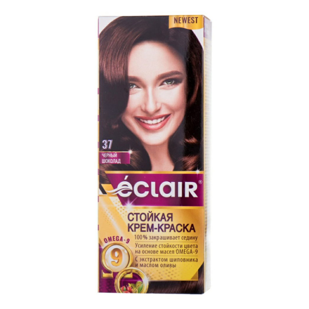 Крем-краска для волос Eclair Omega 9 3.7 Темный шоколад 120 мл темный пористый шоколад красный октябрь 75 гр