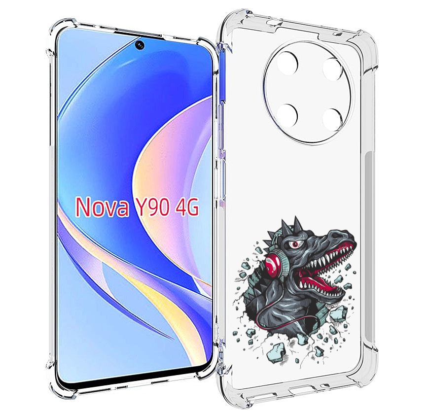 

Чехол MyPads Нарисованный динозавр в наушниках для Huawei Nova Y90 (CTR-LX1), Tocco