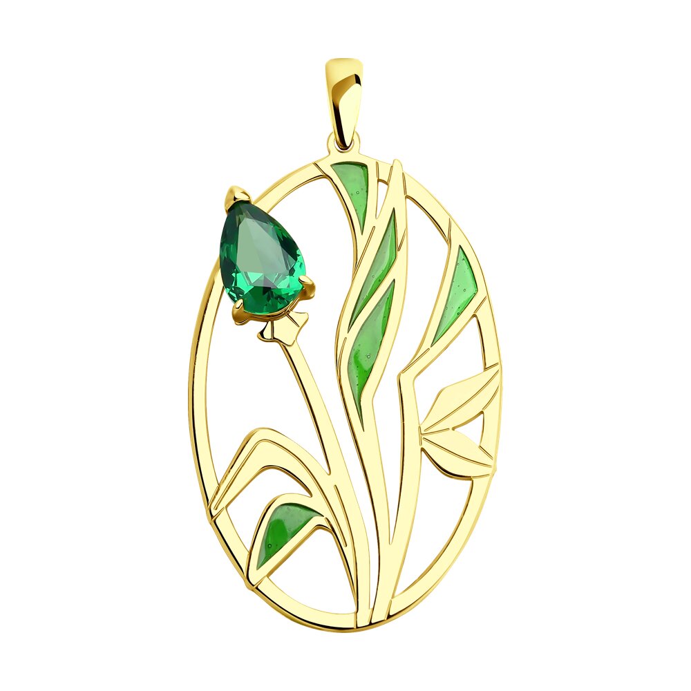 

Кулон из серебра с эмалью/ситаллом искусственным Diamant 93-330-01696-2, 93-330-01696-2