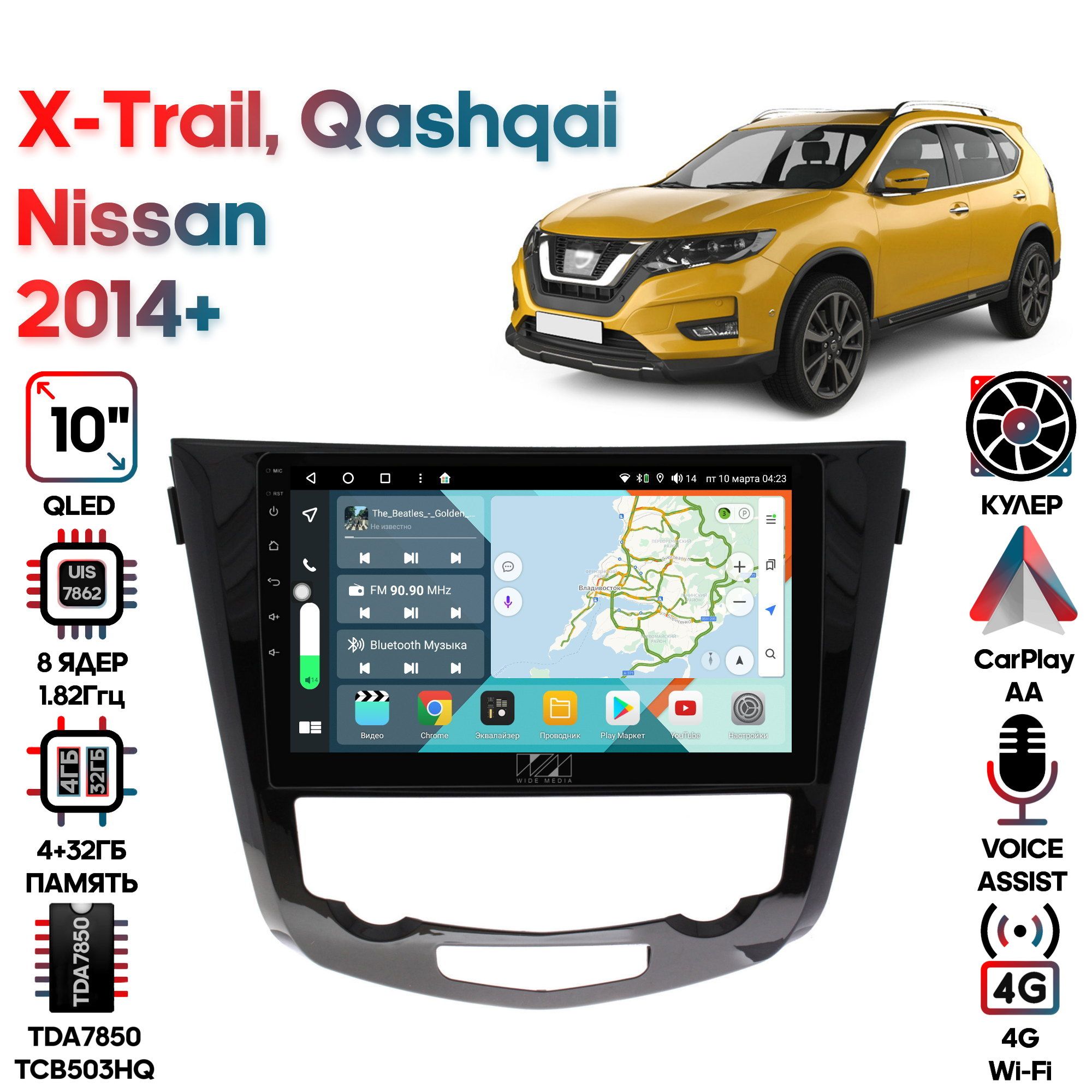 Магнитола Wide Media для Nissan Qashqai, X-Trail 2014+ (для авто с Navi) / KS1010QR-4/32