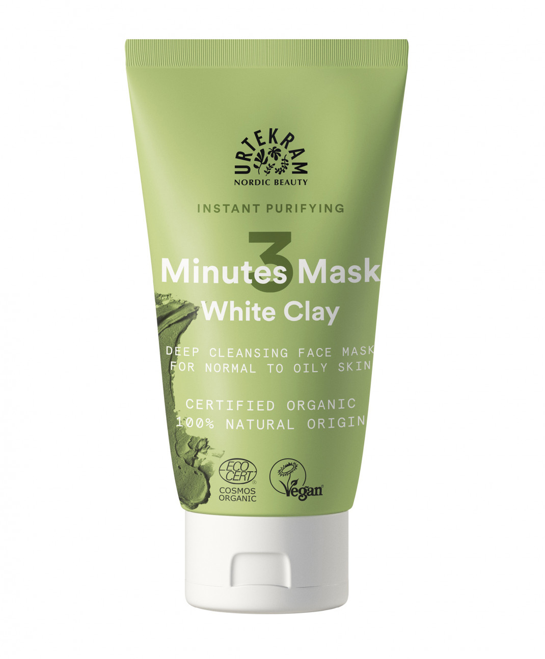 Маска для лица Urtekram трехминутная - Мгновенное очищение с белой глиной, 75мл urban nature маска для поврежденных волос мгновенное восстановление 200 мл