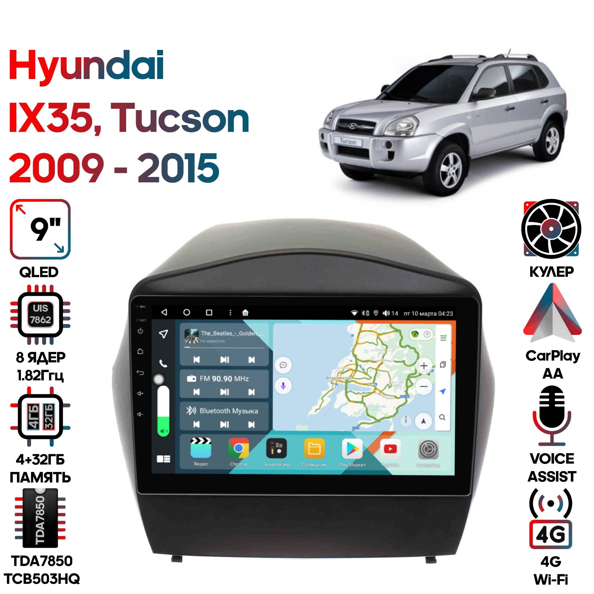 Магнитола Wide Media для Hyundai IX35 Tucson 2009 - 2015 / KS9088QR-4/32