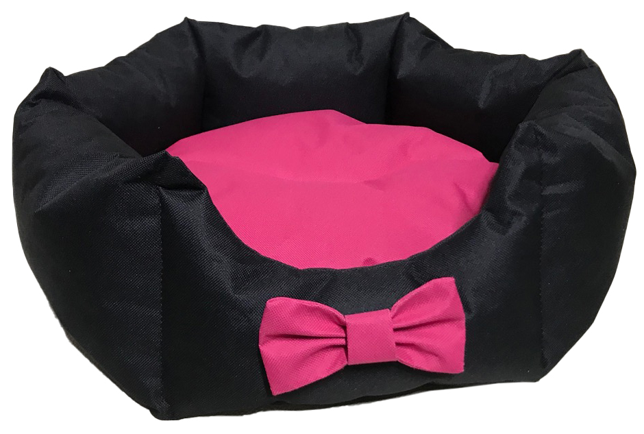 Лежанка для животных COMFY LOLA M черный, с розовой подушкой, 55 см