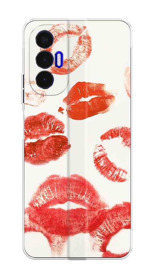 

Чехол на Tecno Pova 3 "Следы помады", Красный;бордовый;белый, 301550-1