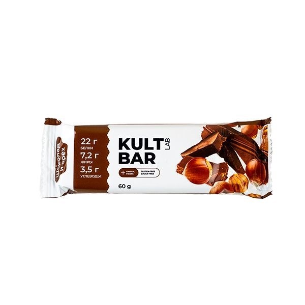 фото Протеиновый батончик kultlab kult bar, 60 г: шоколад - орех