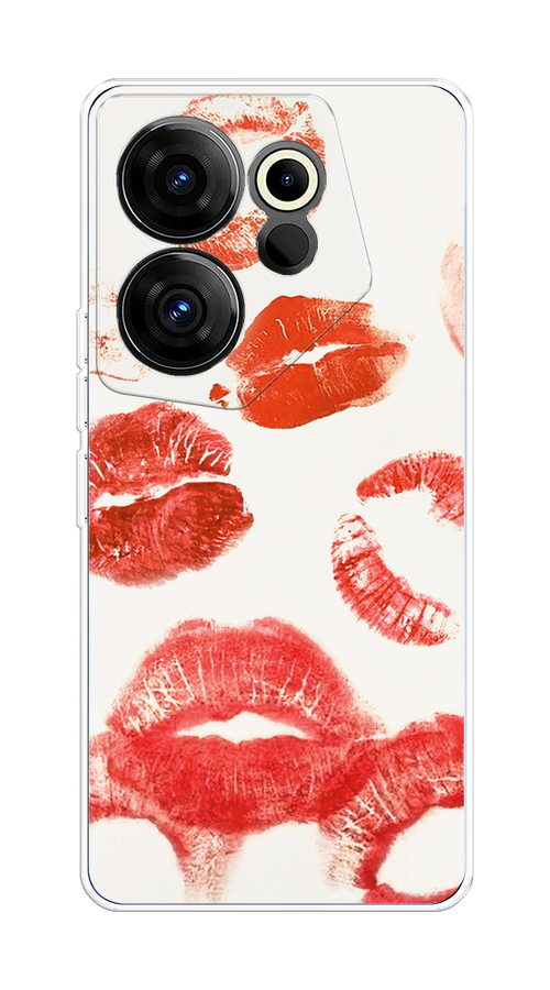 

Чехол на Tecno Camon 20 Premier "Следы помады", Красный;бордовый;белый, 304250-1
