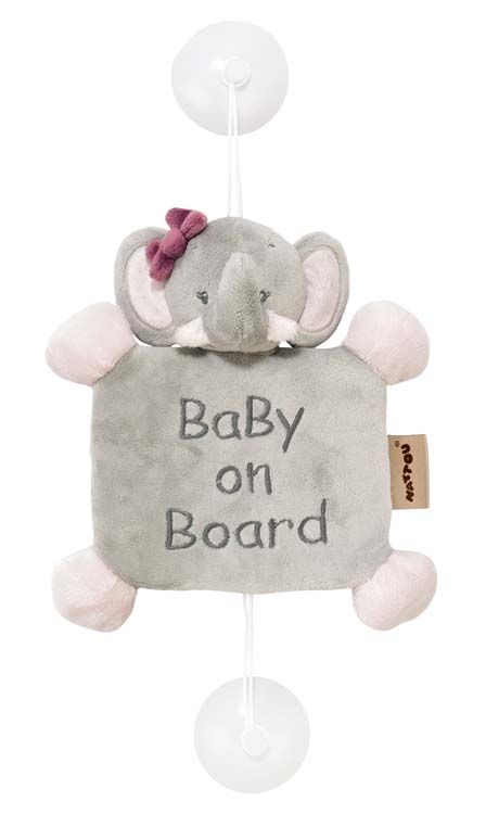 

Игрушка мягкая Nattou Знак Baby on board (Наттоу) Adele & Valentine Слоник 424356