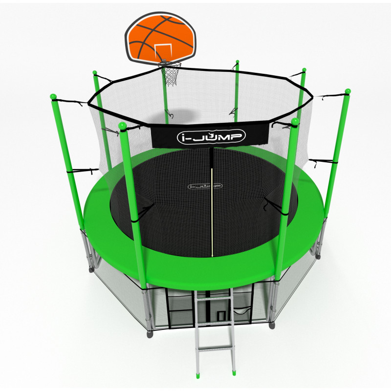 

Батут i-JUMP Basket с сеткой и лестницей 366 см, green, Зеленый, Basket