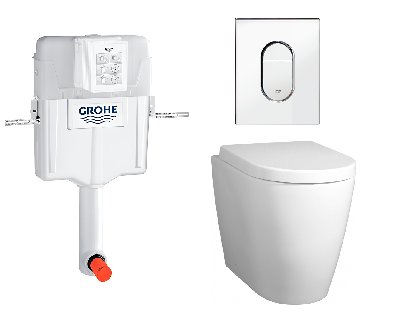 

Комплект: смывной бачок Grohe + унитаз Marino + кнопка хром, 535621