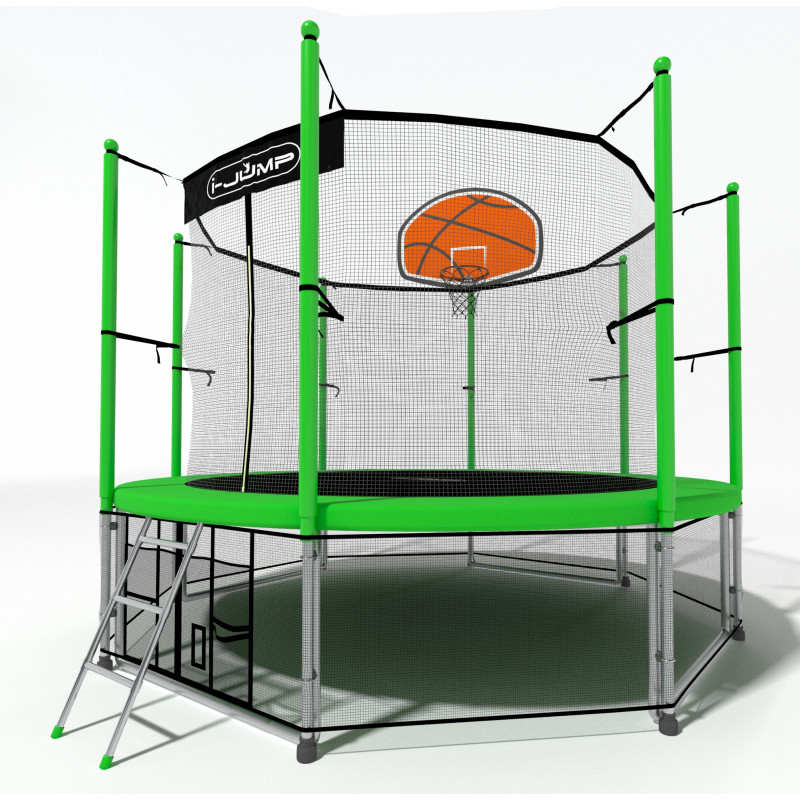 

Батут i-JUMP Basket с сеткой и лестницей 488 см, green, Зеленый, Basket