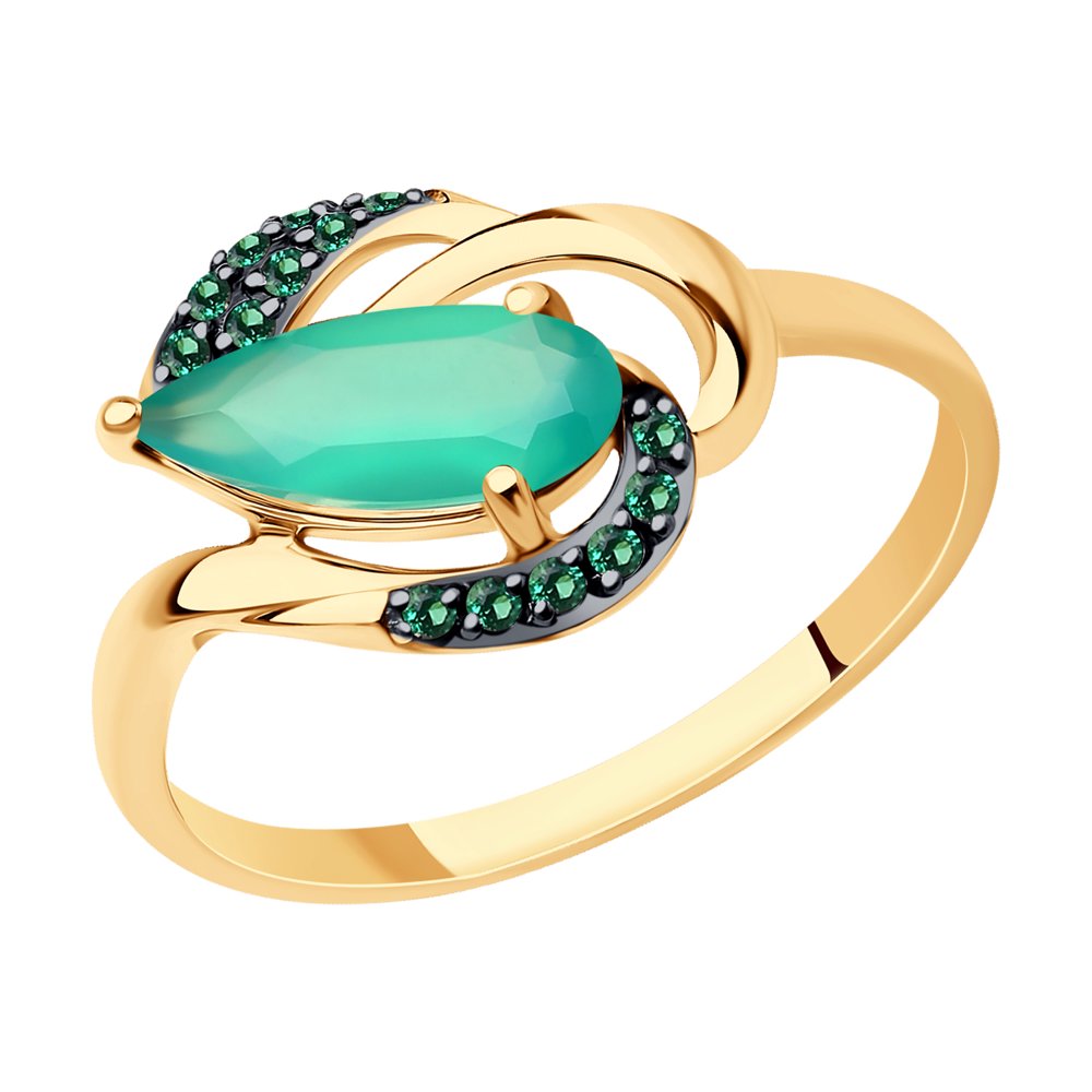 фото Кольцо из красного золота с агатом и фианитами р.17 sokolov 716688