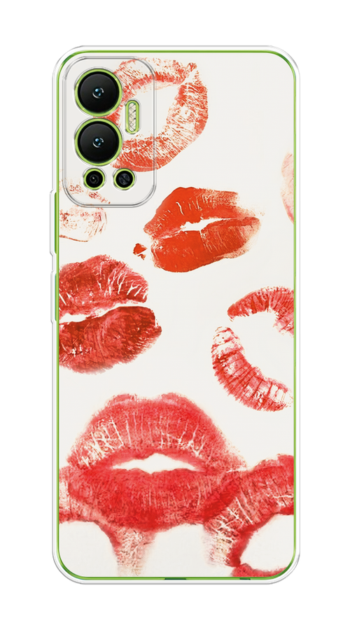 

Чехол на Infinix Hot 12 "Следы помады", Красный;бордовый;белый, 3101350-1