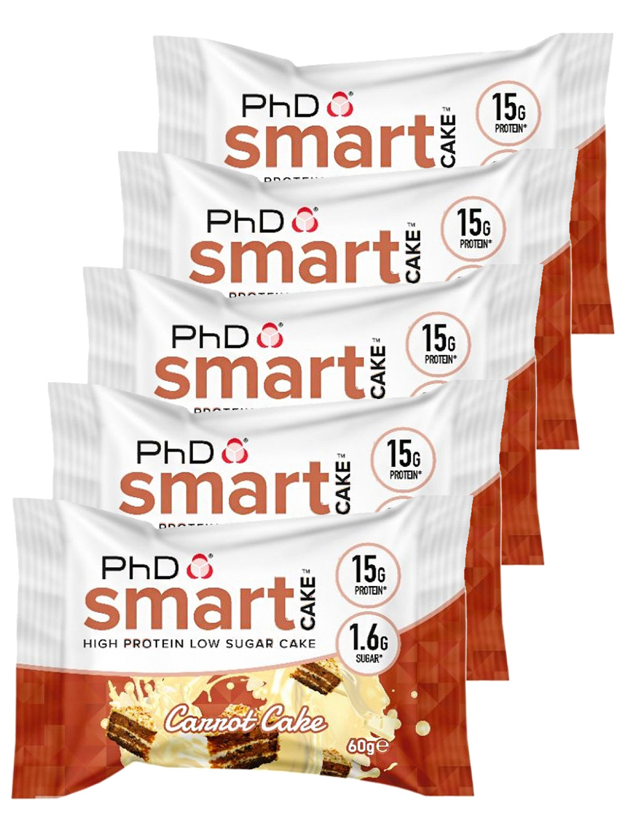 

Протеиновое пироженое, PhD, Smart Cake, 5шт по 60г (Морковный торт), Smart Cake
