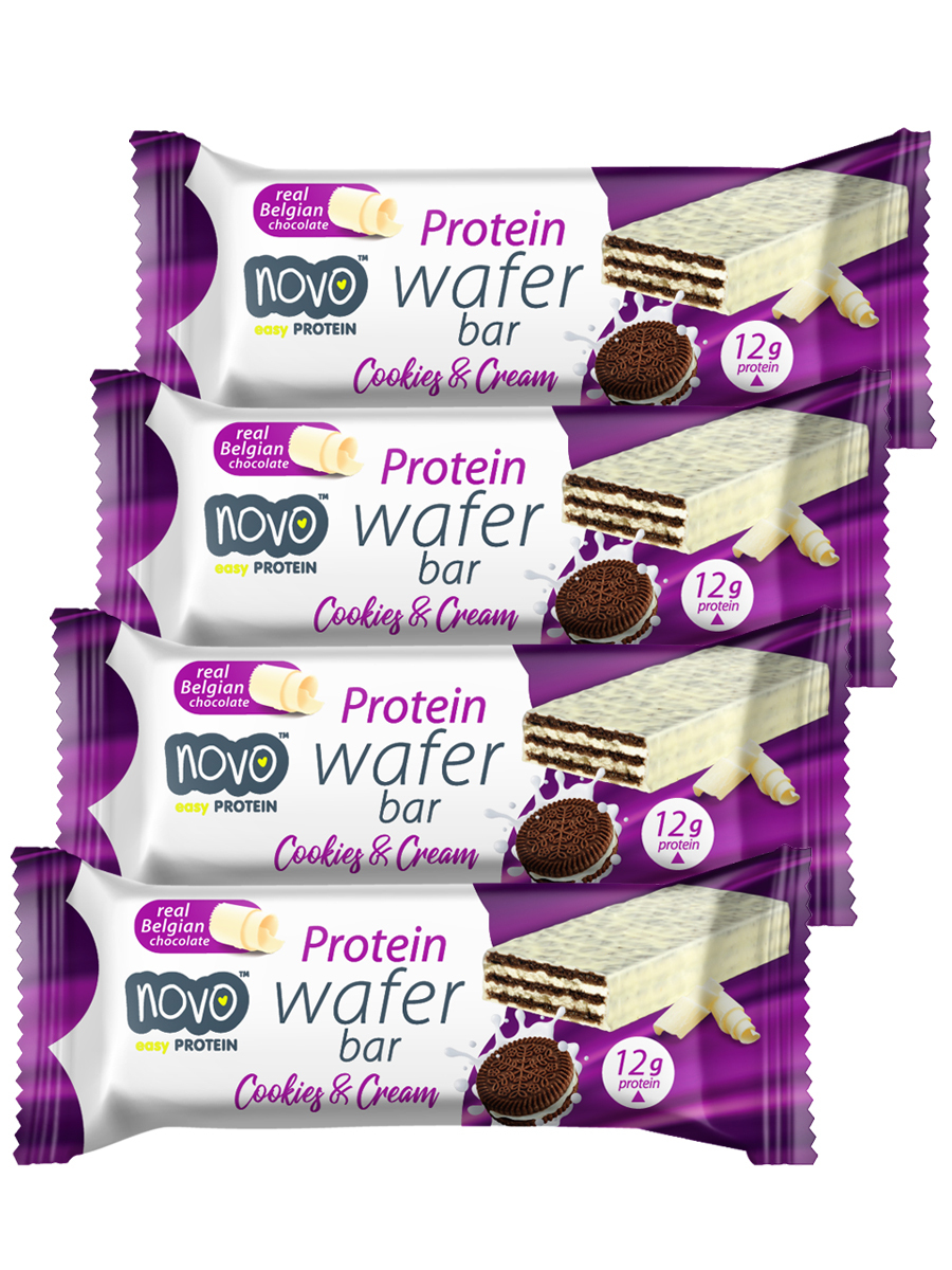 фото Протеновые вафли, novo, protein wafer bar, 4шт по 40г (печенье-сливки)