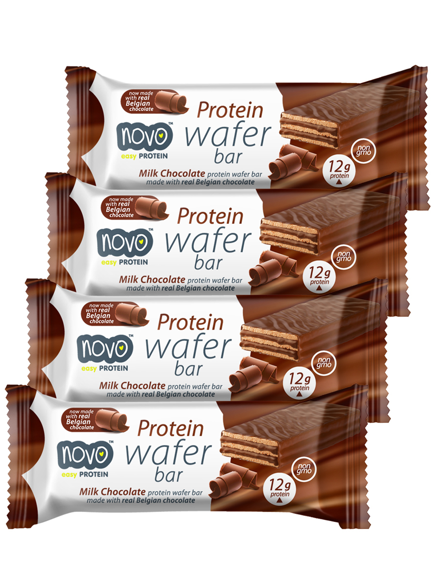 

Протеновые вафли, Novo, Protein Wafer Bar, 4шт по 40г (Шоколад), Protein Wafer Bar