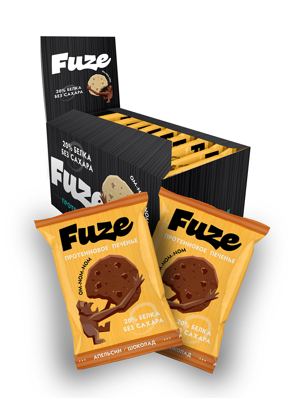 фото Протеиновое печенье fuze cookies, 9шт по 40г (апельсин-шоколад) 4uze