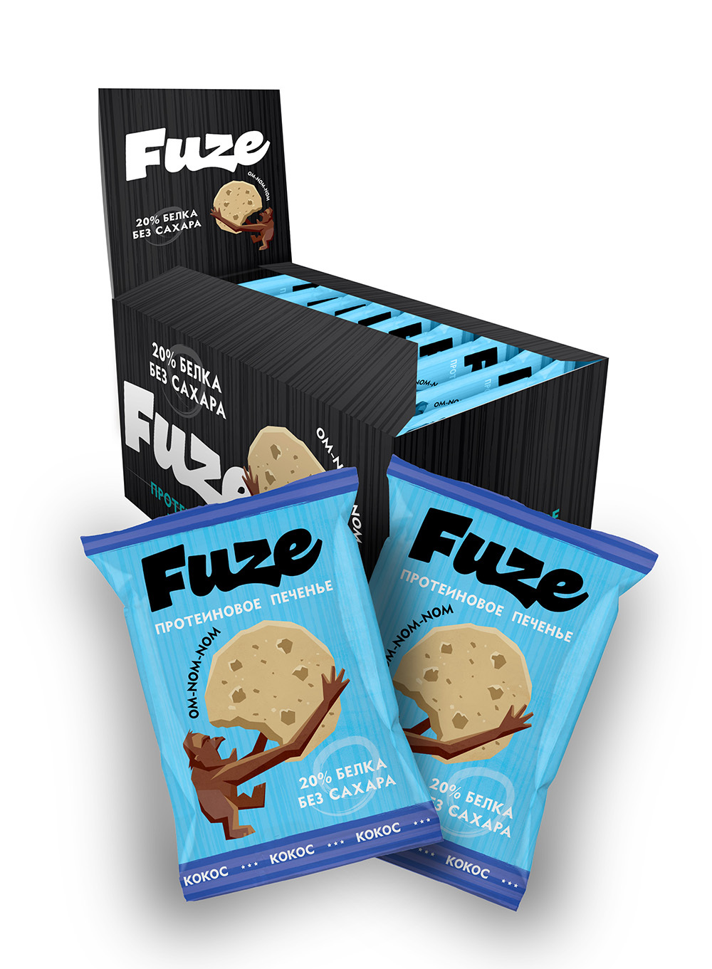 фото Протеиновое печенье fuze cookies, 9шт по 40г (кокос) 4uze