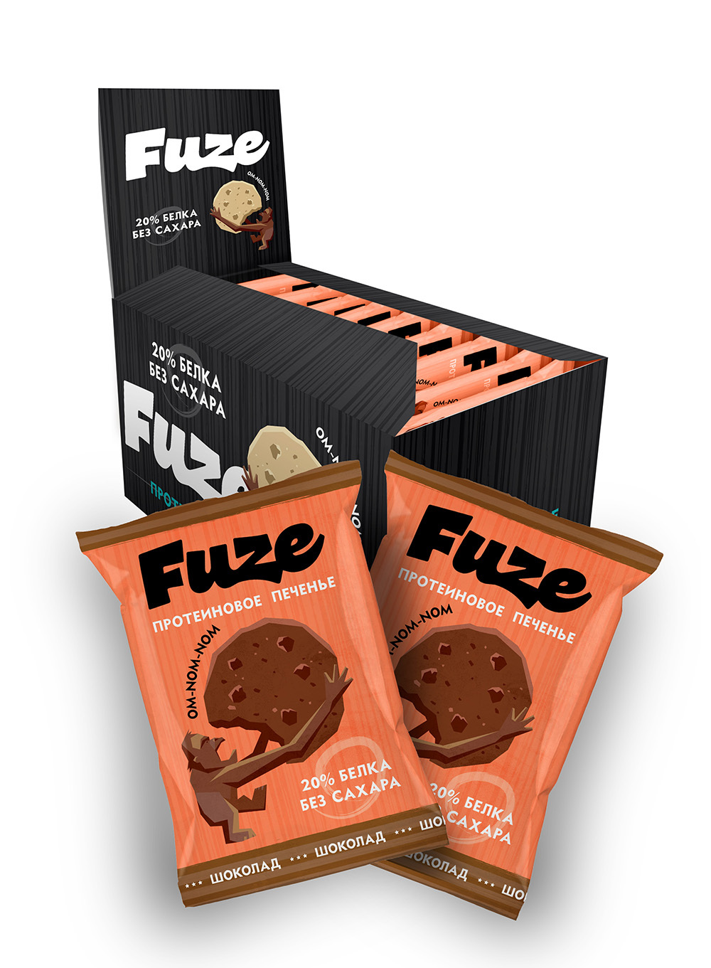 фото Протеиновое печенье fuze cookies, 9шт по 40г (шоколад) 4uze