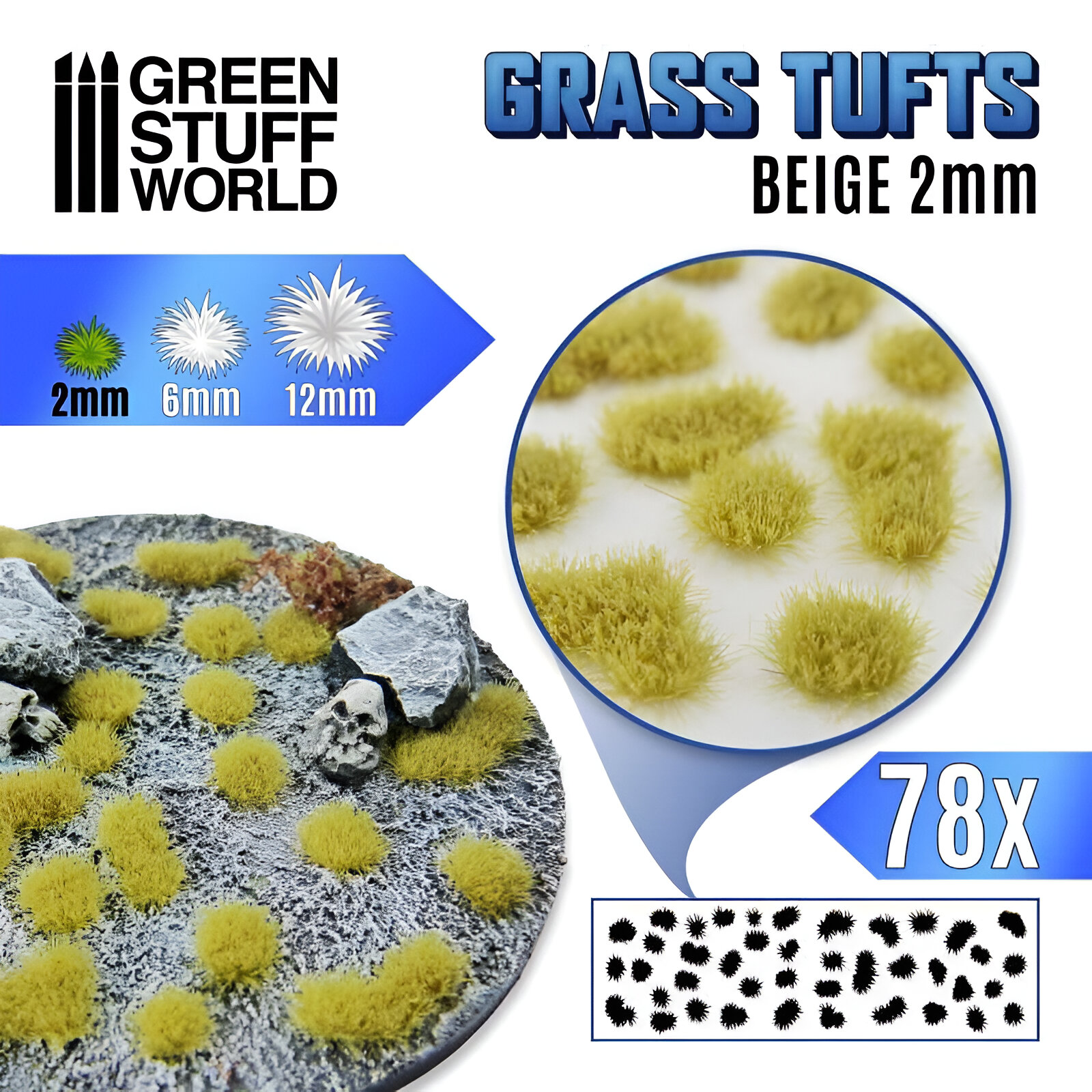 

Пучки травы для моделирования Green Stuff World Grass Tufts 2 mm Beige, Grass Tufts