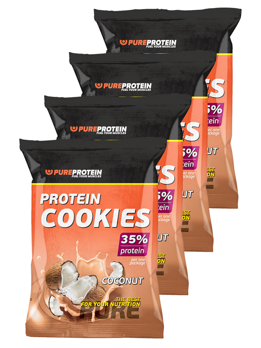 фото Высокобелковое печенье pureprotein, protein cookies, 4шт по 80г (кокос)