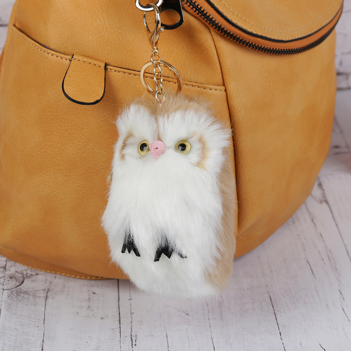 

Пушистик на кольце Совенок бело-песочный 15х8х8 см (12 шт), Бежевый