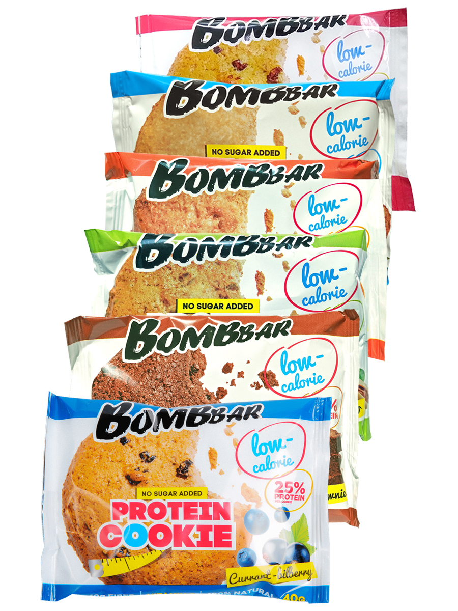 фото Протеиновое печенье bombbar protein cookie , ассорти всех вкусов 6шт по 40г