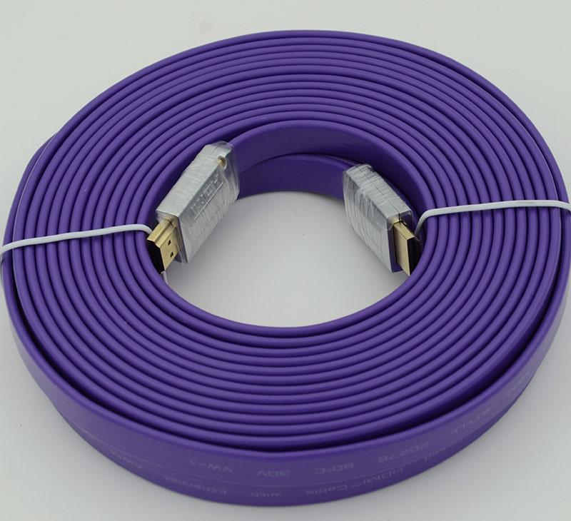 фото Кабель hdmi v.1.4 10м flat плоский purple 19m/m 10m феррит.кольца позолоченные контакты behpex
