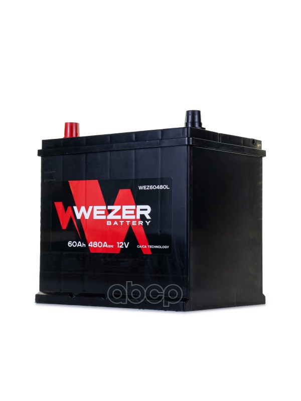 WEZ60480L_аккумуляторная батарея 60Ah 480A JIS +слева 230/179/225 WEZER wez60480l