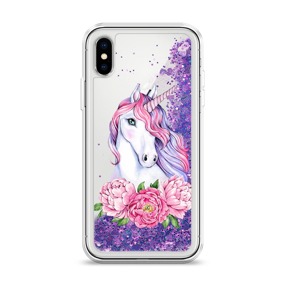 

Чехол Awog на Apple iPhone X (10) / Айфон X (10) "Единорог с пионами", Разноцветный, 11092-1