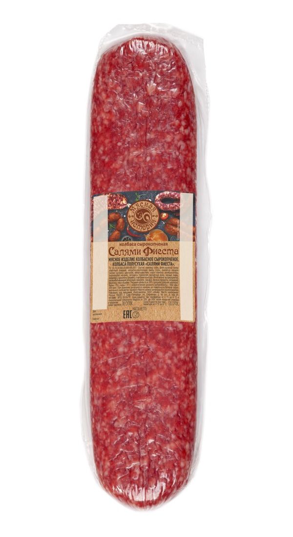 

Колбаса сырокопченая Мясная История Салями фиеста полусухая