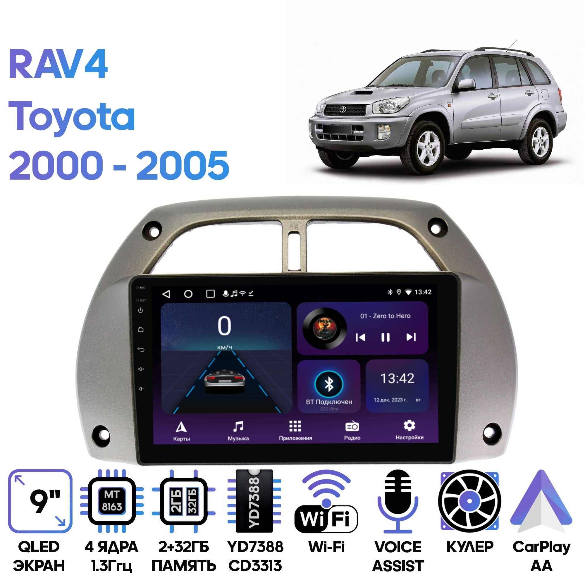 Магнитола Wide Media для Toyota RAV4 2000 - 2005 LC9277ON-232T 15299₽