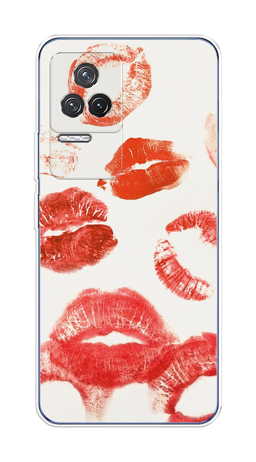 

Чехол на Xiaomi Redmi K50 "Следы помады", Красный;бордовый;белый, 312250-1